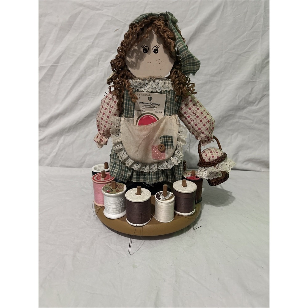Vintage Spinning Sally Sewing Center Storage Caddy Organizer W/Accessories